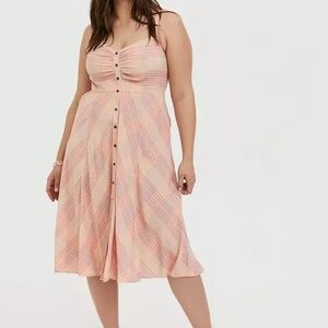 Torrid Pink Plaid Challis Midi Dress Sleeveless 3